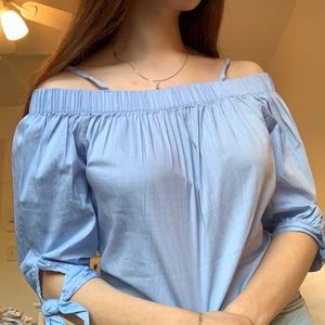 Blue on/off the shoulder blouse